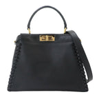 Fendi Peekaboo 2-Way Bag Leather Nero Black Braided