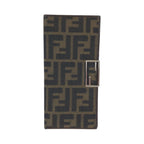 Fendi Zucca Dark Brown Silver Canvas Leather Wallet