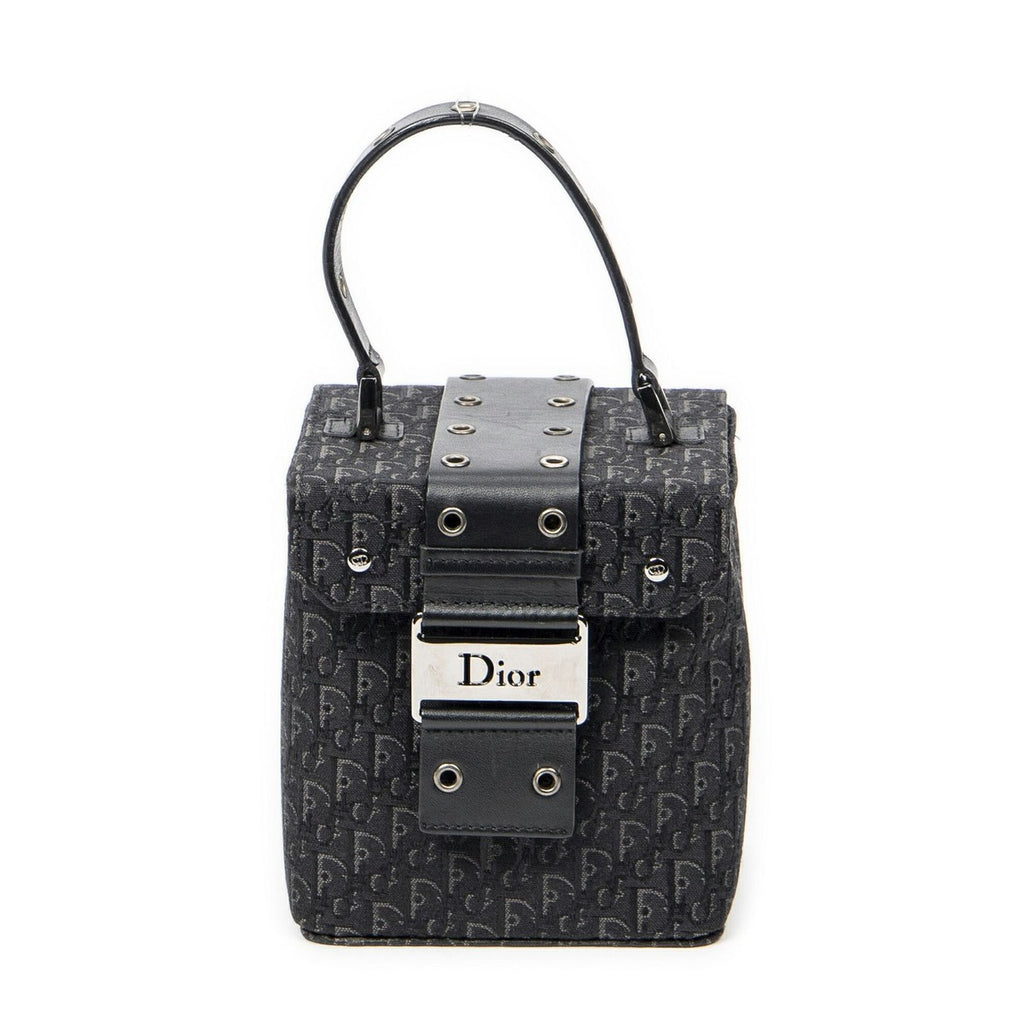 Dior Street Chic Mini Vanity Case Black Trotter Pattern Canvas