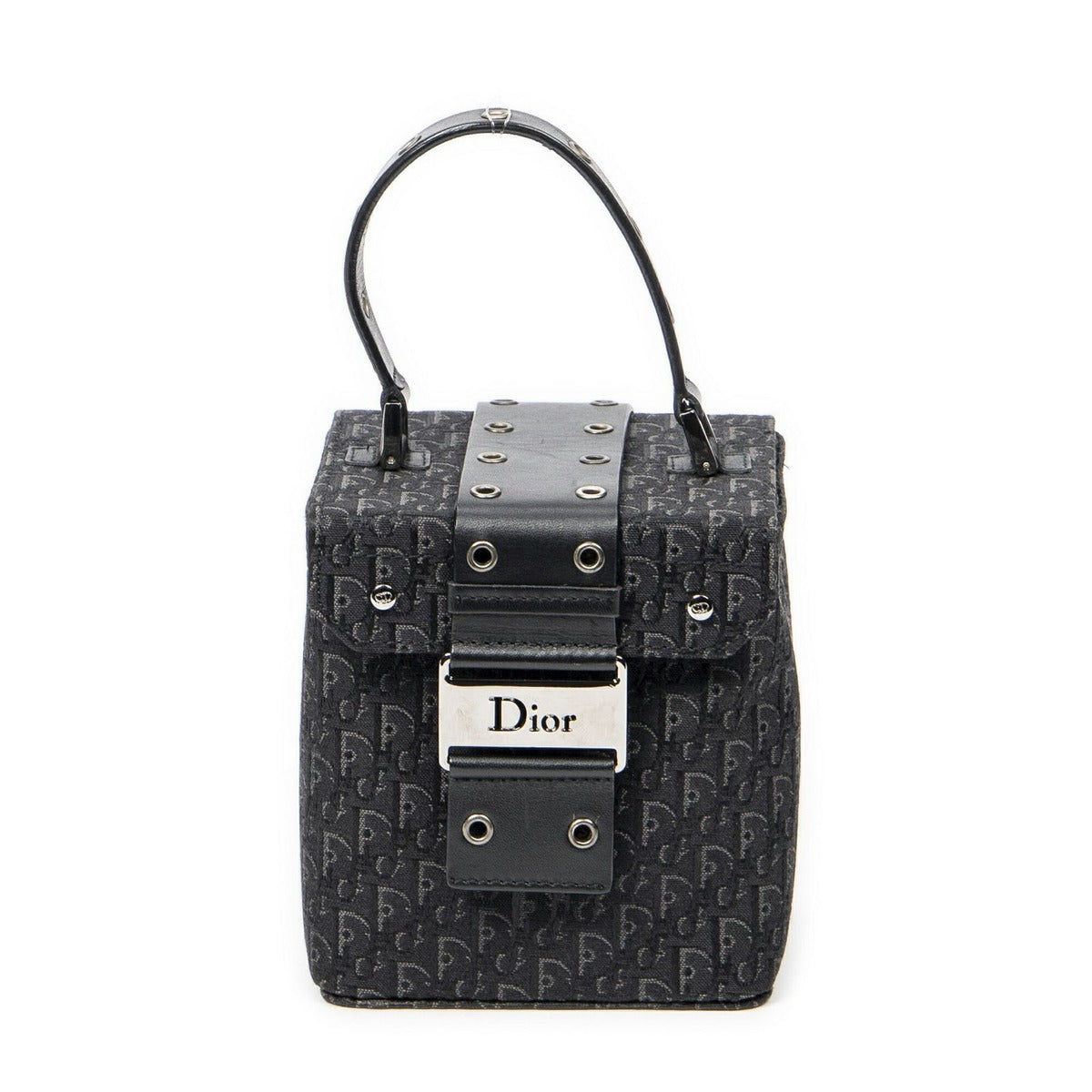 Dior Street Chic Mini Vanity Case Black Trotter Pattern Canvas