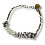Christian Dior Bracelet Gold Hardware Pearl Star Rhinestone Vintage Work — view 2