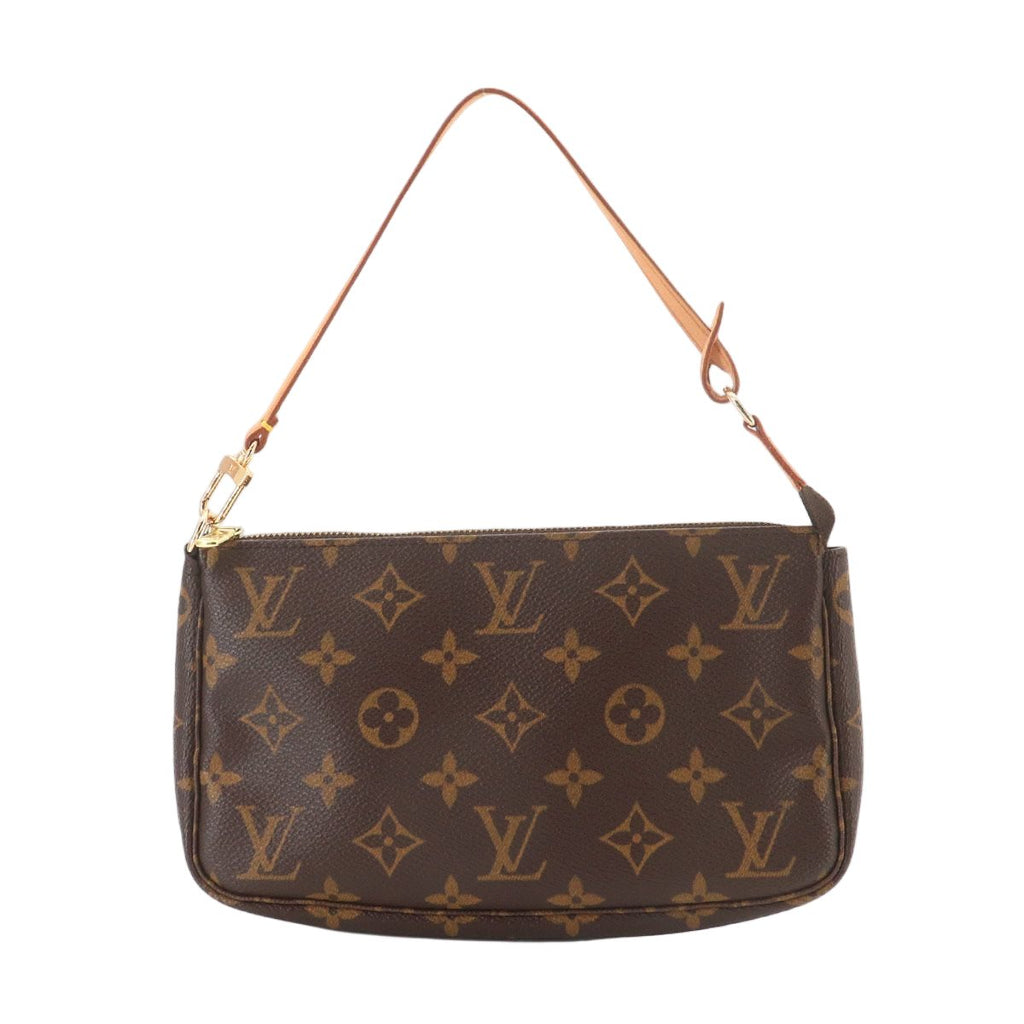 Louis Vuitton Monogram Pochette Hand Bag Brown Gold