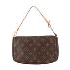 Louis Vuitton Monogram Pochette Hand Bag Brown Gold