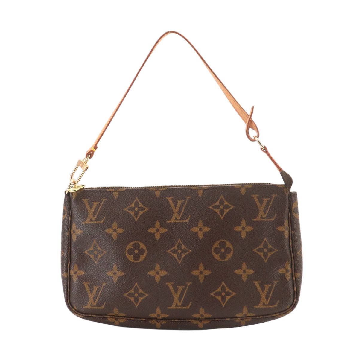 Louis Vuitton Monogram Pochette Hand Bag Brown Gold