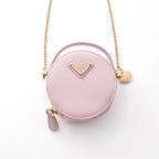 Prada Pouch Pink Gold Triangle Logo Saffiano Leather Mini Charm
