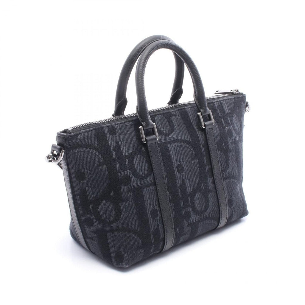 Dior Handbag Weekender 25 Maxi Oblique Black Canvas Leather — view 2