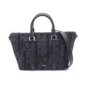 Dior Handbag Weekender 25 Maxi Oblique Black Canvas Leather