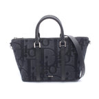 Dior Handbag Weekender 25 Maxi Oblique Black Canvas Leather