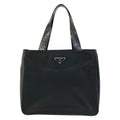 Prada Tessuto Black Silver Nylon Leather Handbag