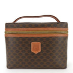 Celine Handbag Macadam Leather Brown Gold Hardware Vanity Bag Pouch