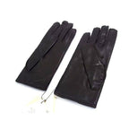Hermes Series Lambskin Gold Gloves 6.5 Brown — view 2