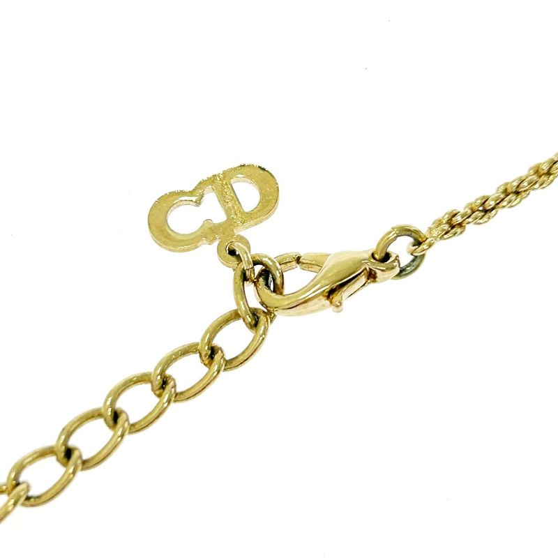 Christian Dior GP Rhinestone CD Logo Necklace Gold — view 7