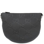 Gucci Shoulder Bag Jumbo GG Messenger Leather GG Leather Black Silver