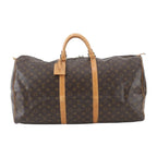Louis Vuitton Monogram Keepall 60 Leather Boston Bag Tote Carry