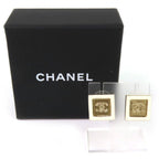 Chanel CC Logo Square Earrings Gold White Box Recommended — view 2