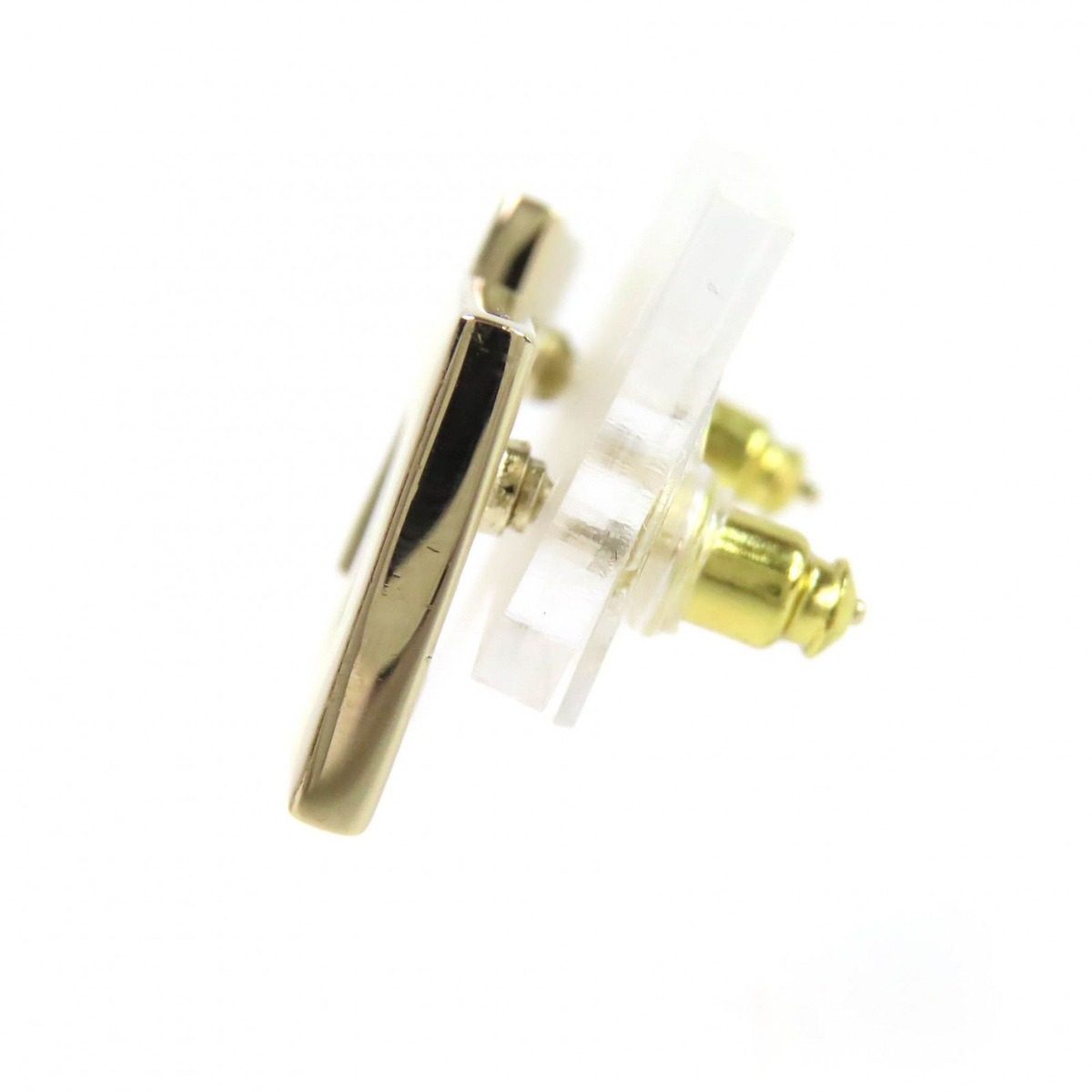 Chanel CC Logo Square Earrings Gold White Box Recommended — view 3
