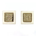 Chanel CC Logo Square Earrings Gold White Box Recommended