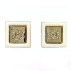 Chanel CC Logo Square Earrings Gold White Box Recommended