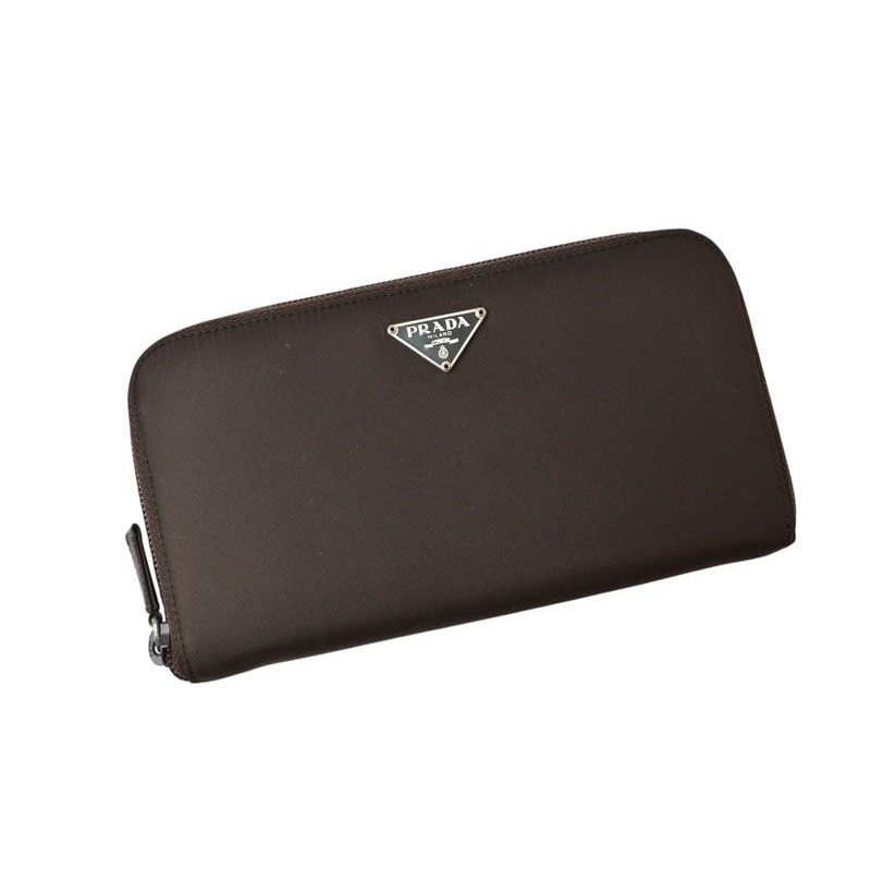 Prada Wallet Zip Around Tessuto Dark Brown — view 2