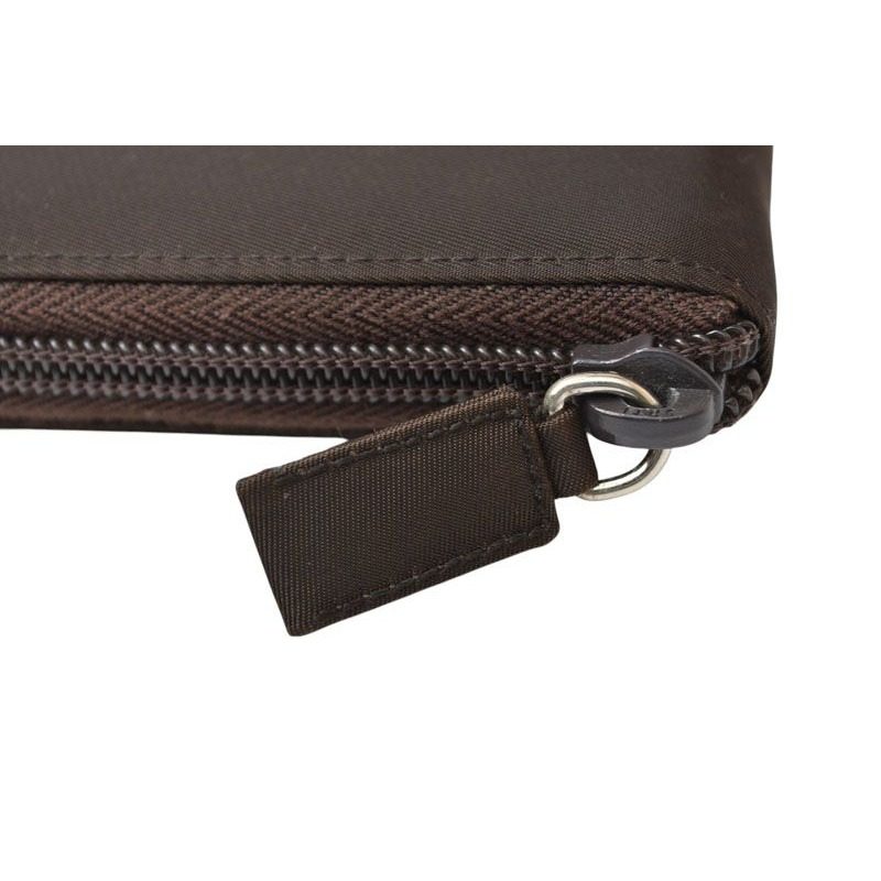 Prada Wallet Zip Around Tessuto Dark Brown — view 4