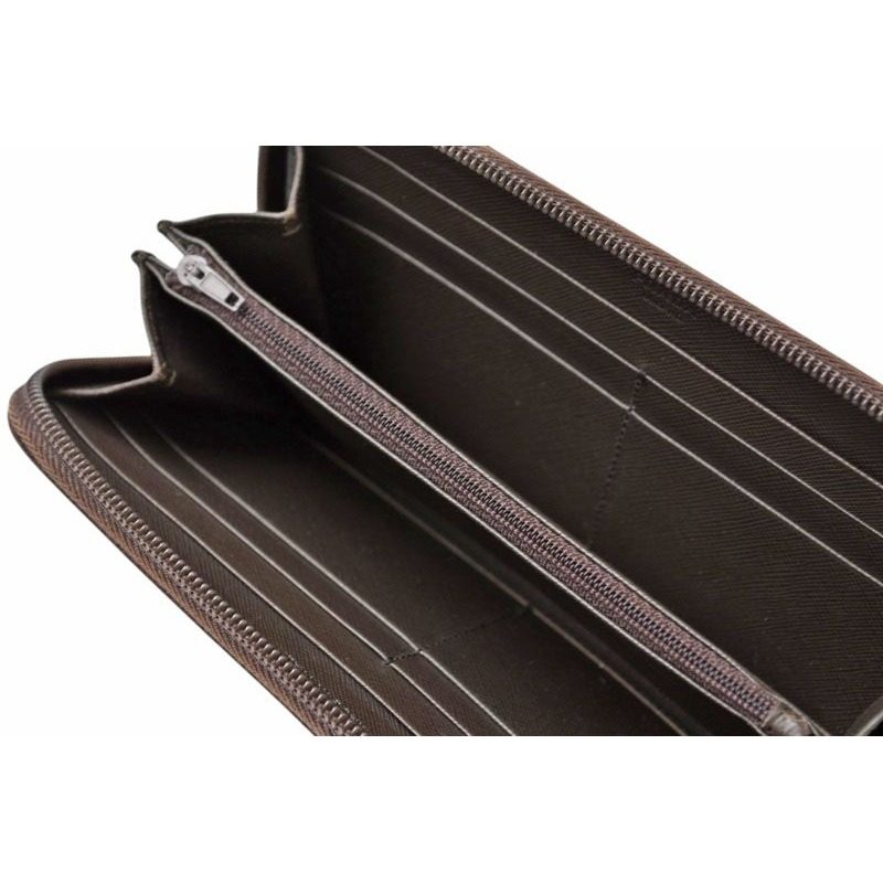 Prada Wallet Zip Around Tessuto Dark Brown — view 6