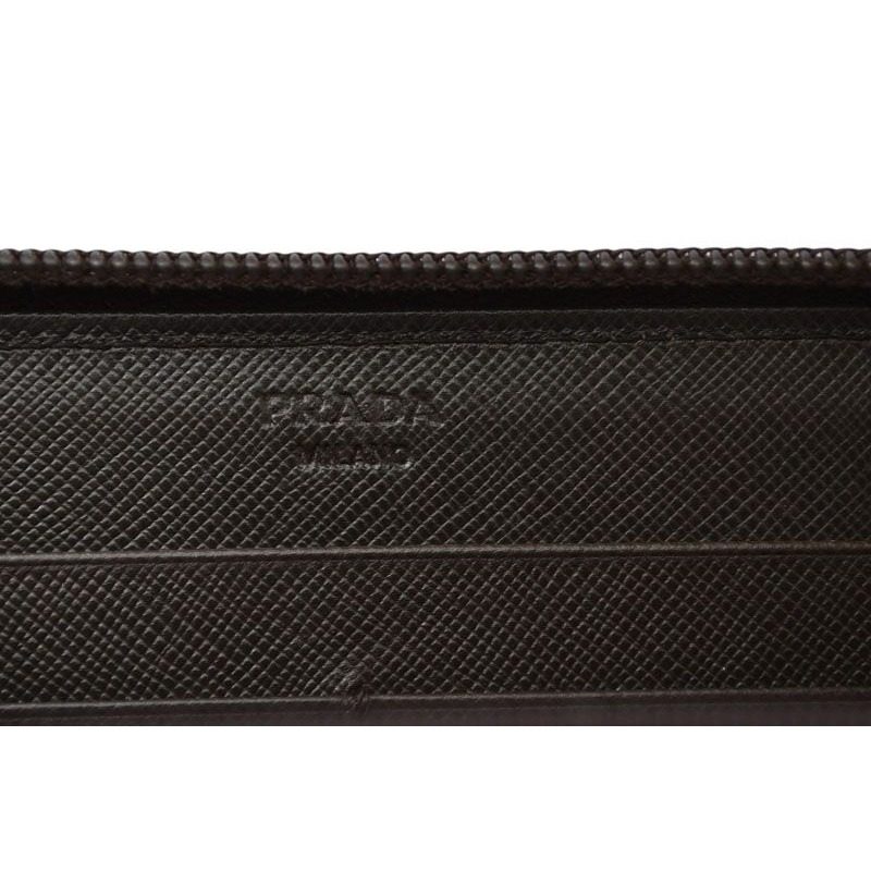 Prada Wallet Zip Around Tessuto Dark Brown — view 9