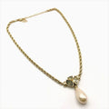 Dior Color Stone Faux Pearl Chain Necklace Gold
