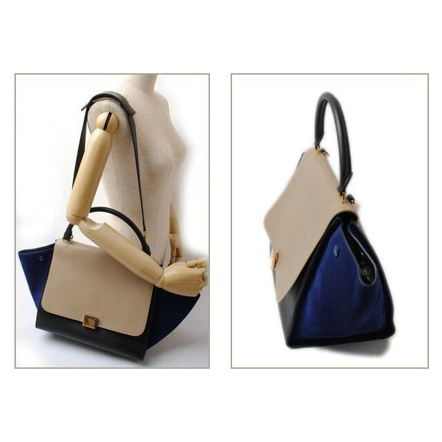 Celine Shoulder Bag Trapeze Sand Beige Blue Black 2-way — view 2