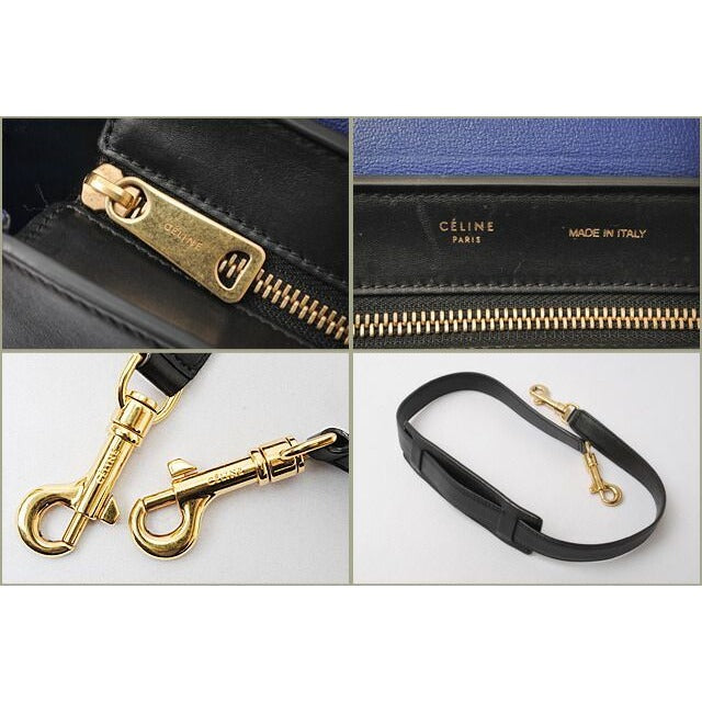 Celine Shoulder Bag Trapeze Sand Beige Blue Black 2-way — view 3