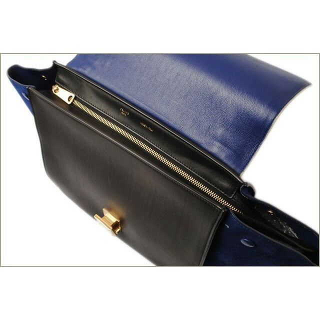 Celine Shoulder Bag Trapeze Sand Beige Blue Black 2-way — view 4