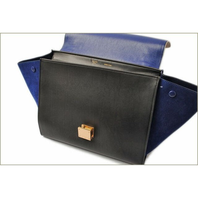 Celine Shoulder Bag Trapeze Sand Beige Blue Black 2-way — view 5