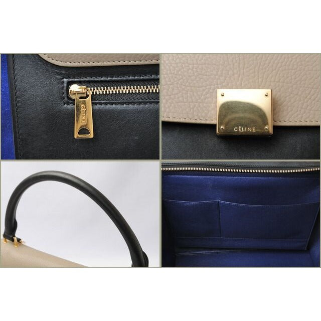 Celine Shoulder Bag Trapeze Sand Beige Blue Black 2-way — view 6