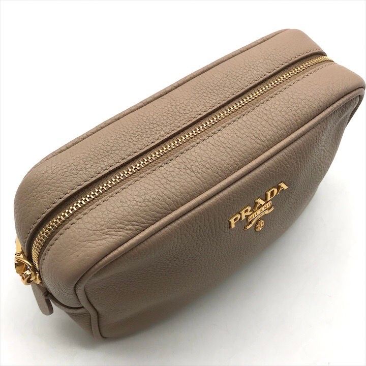 Prada Leather Pouch Gold Pink Beige Case — view 6