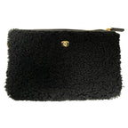 Chanel 22 Small Handbag Chain Bag Shearling Aged Lambskin Black Gold Hardware — view 8