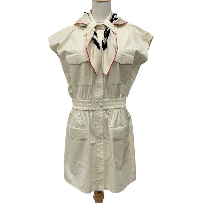 Louis Vuitton Dress Cotton Beige Black Red Scarf Safari Shirt Logo