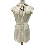 Louis Vuitton Dress Cotton Beige Black Red Scarf Safari Shirt Logo