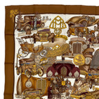 Hermes Scarf Silk Carre 90 L'elegance Et le Confort en Automobile Comfort Brown — view 2