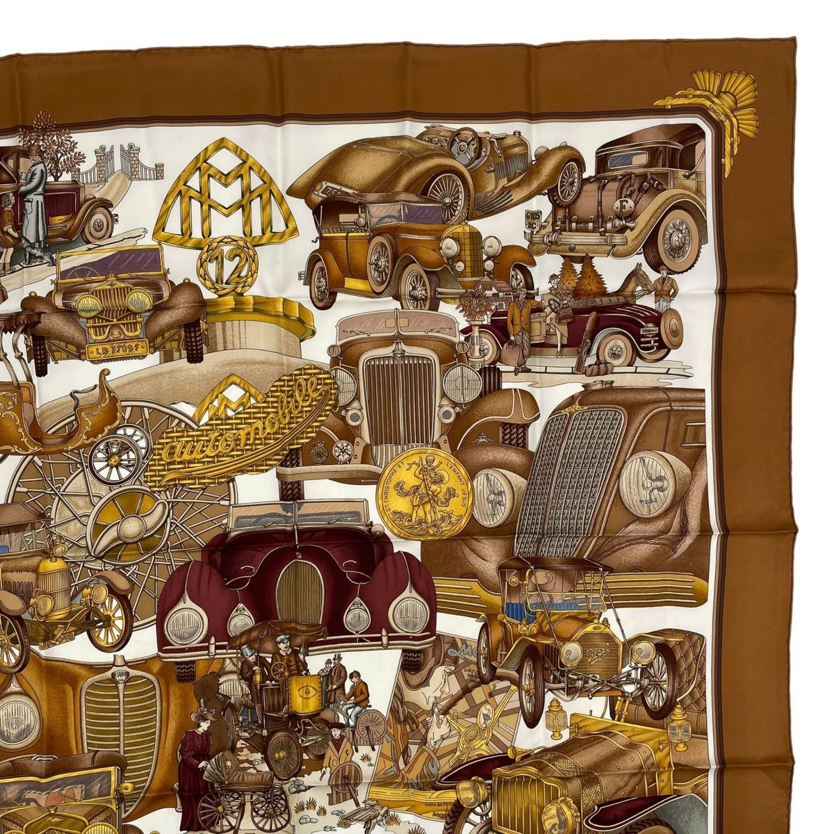Hermes Scarf Silk Carre 90 L'elegance Et le Confort en Automobile Comfort Brown — view 3