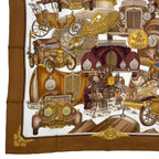Hermes Scarf Silk Carre 90 L'elegance Et le Confort en Automobile Comfort Brown — view 4