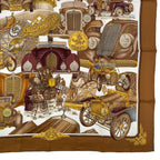 Hermes Scarf Silk Carre 90 L'elegance Et le Confort en Automobile Comfort Brown — view 5