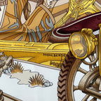 Hermes Scarf Silk Carre 90 L'elegance Et le Confort en Automobile Comfort Brown — view 8