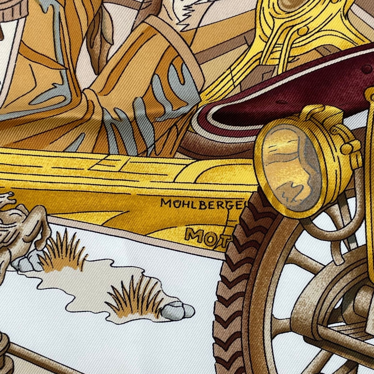 Hermes Scarf Silk Carre 90 L'elegance Et le Confort en Automobile Comfort Brown — view 8