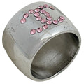 Chanel CC Logo Rhinestone Ring Silver Plated