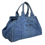 Prada Handbag Canapa Denim Navy Gold — view 2