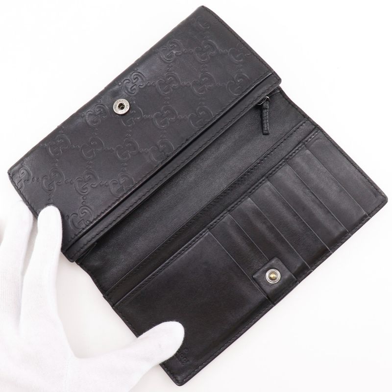 Gucci GG Striped Leather Black Long Wallet — view 6