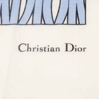 Dior Shawl Logo Light Blue Ivory Wool Cashmere Silk Large Fringe — view 7