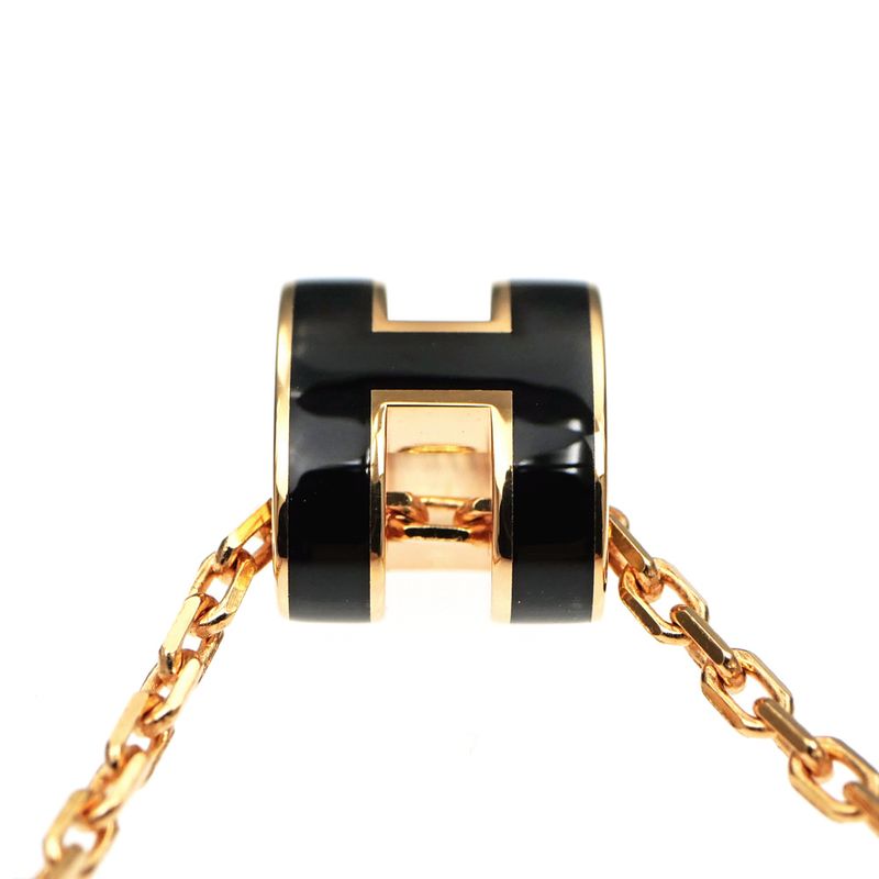 Hermes Necklace Pop Ash Mini Pendant Black Rose Gold Hardware Accessorie — view 6