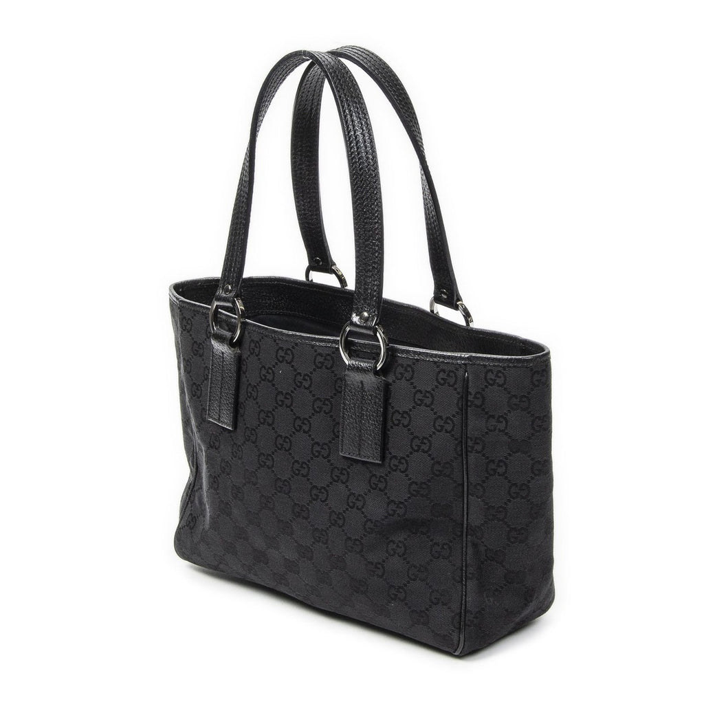 Gucci Small Shoulder Tote Black GG Canvas — view 2