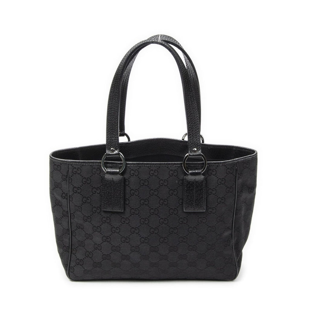 Gucci Small Shoulder Tote Black GG Canvas — view 5