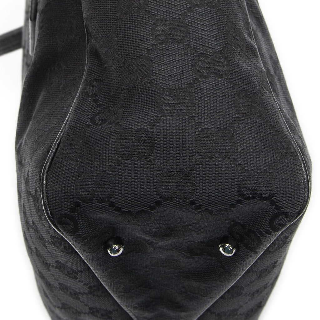 Gucci Small Shoulder Tote Black GG Canvas — view 7
